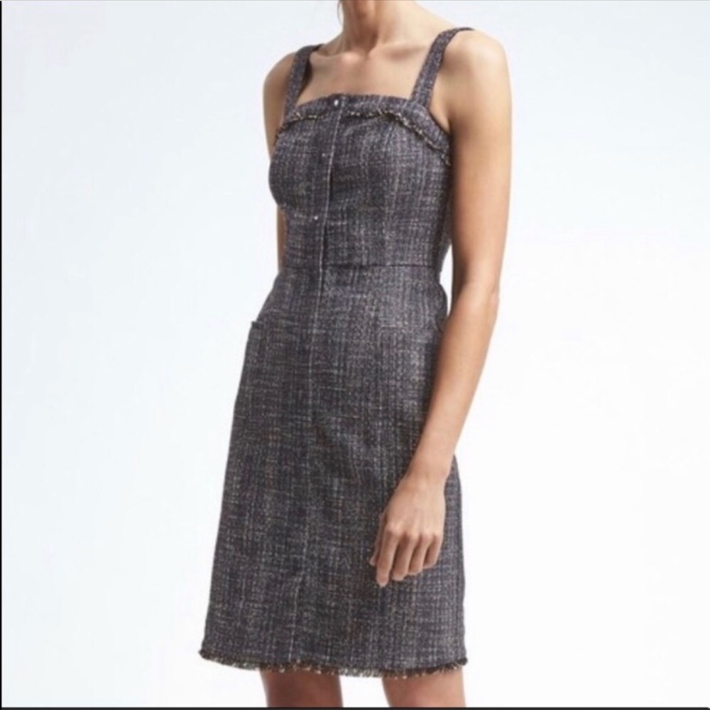 Banana Republic Tweed Dress Button Front Size 14
